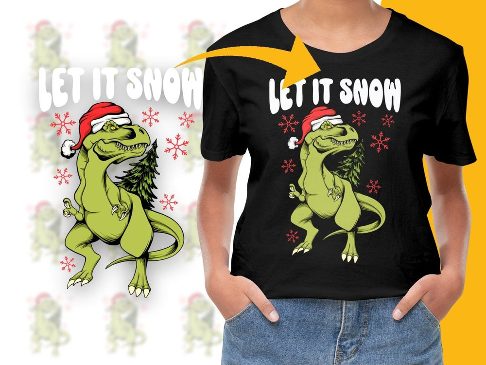Festive Christmas T - Rex with Santa Hat Design PNG File - Teepew