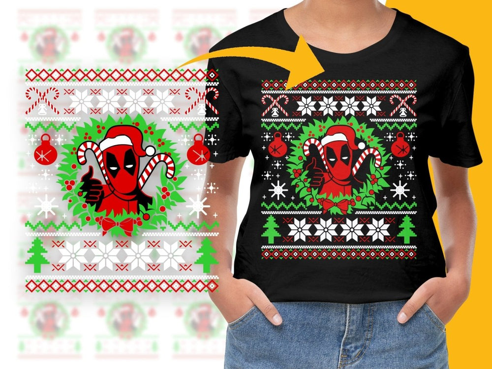 Festive Deadpool Christmas Pattern Graphic PNG File - Teepew