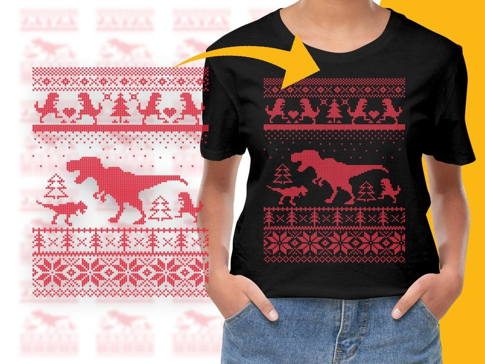 Festive Dinosaur Christmas Patterned Graphic PNG File - Teepew