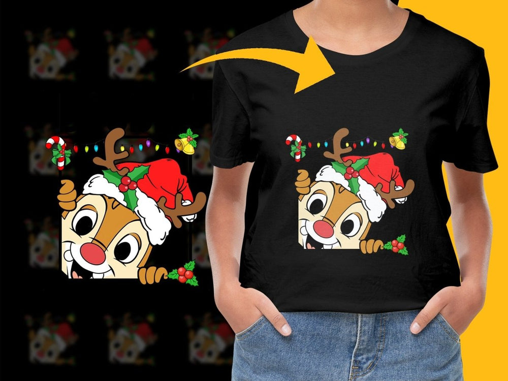 Festive Double Chip Reindeer Christmas Holiday PNG File - Teepew