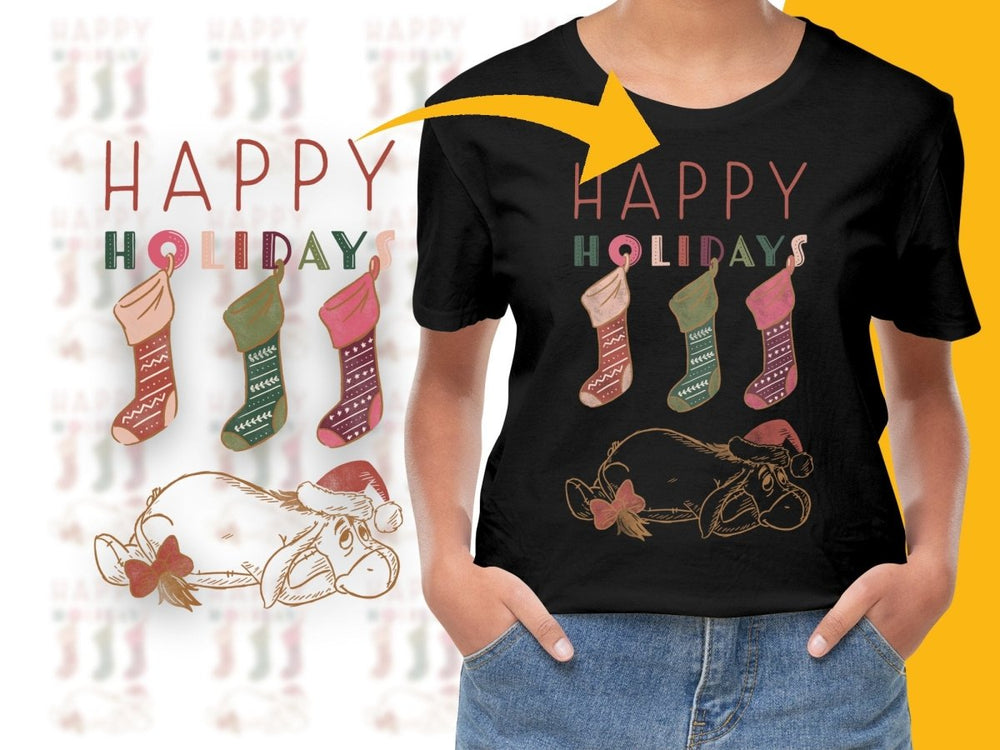 Festive Eeyore Happy Holidays Graphic Christmas PNG File - Teepew