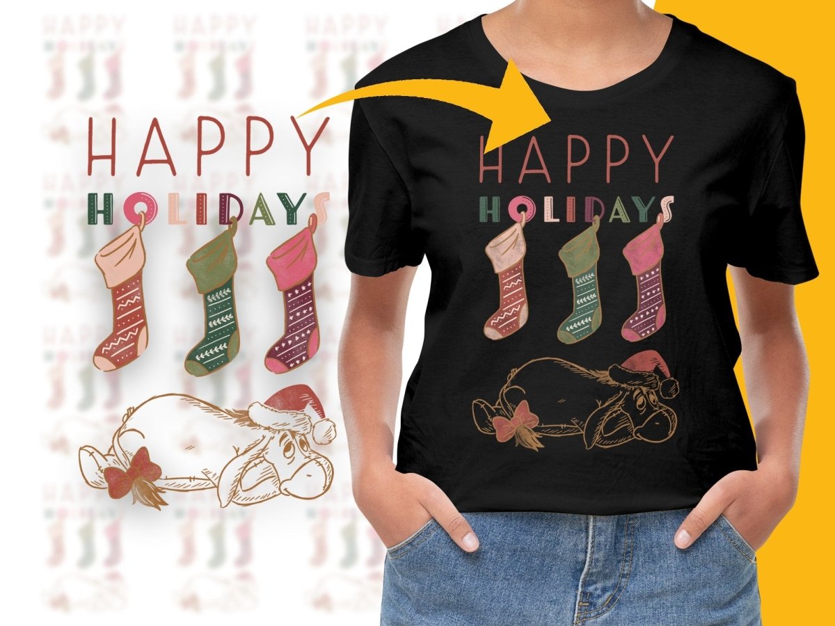 Festive Eeyore Happy Holidays Graphic Christmas PNG File - Teepew