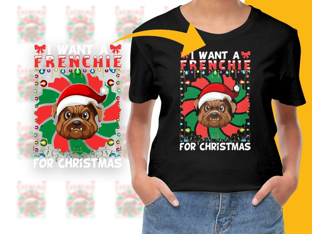 Festive Frenchie Christmas Graphic PNG File for Dog Lovers - Teepew