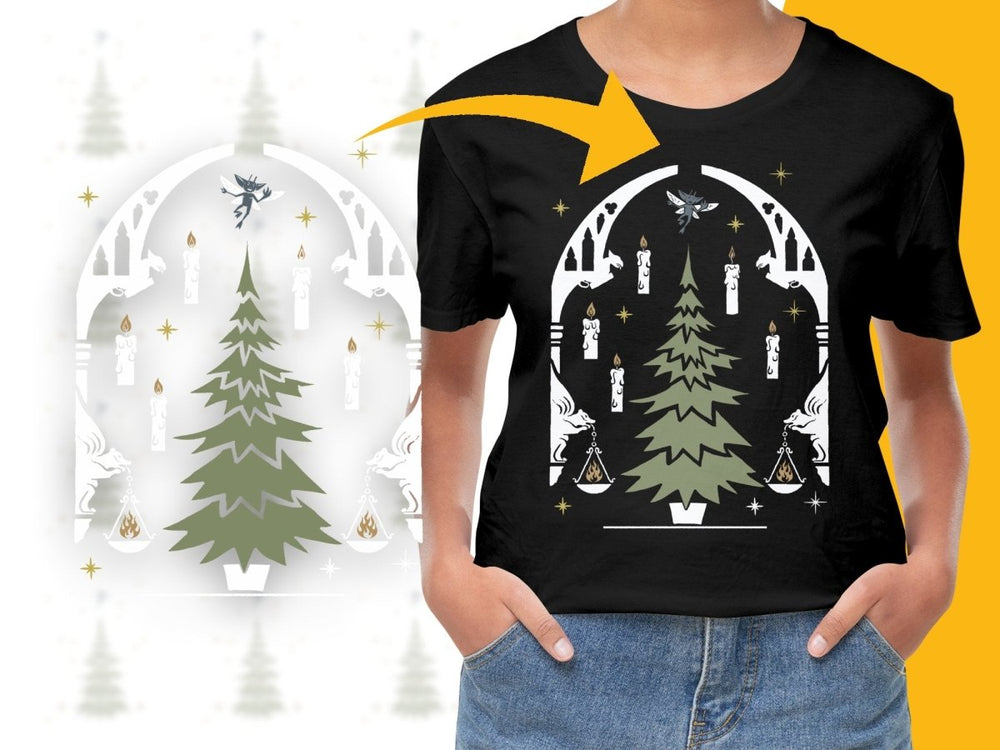 Festive Gothic Scene with Gargoyles Christmas PNG File - Teepew