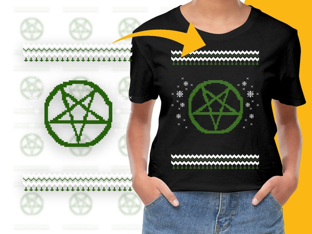 Festive Green Five - Point Star Christmas Knit PNG File - Teepew