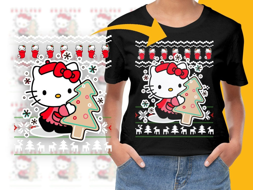 Festive Hello Kitty Celebrating Christmas with Cute PNG File - Teepew