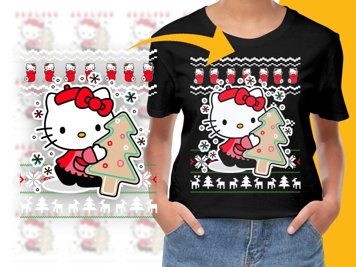 Festive Hello Kitty Celebrating Christmas with Cute PNG File - Teepew