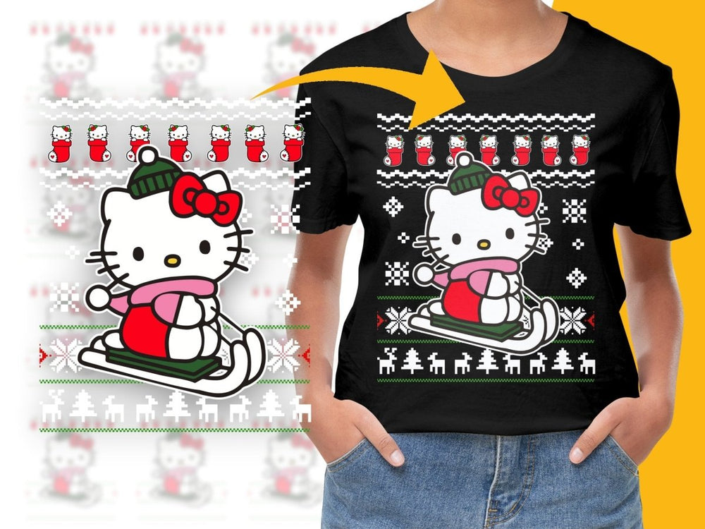 Festive Hello Kitty Christmas Sledding Graphic PNG File - Teepew