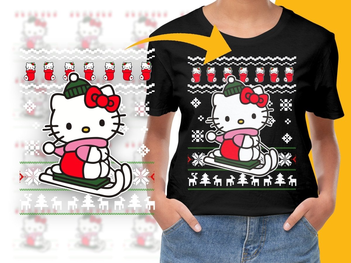 Festive Hello Kitty Christmas Sledding Graphic PNG File - Teepew
