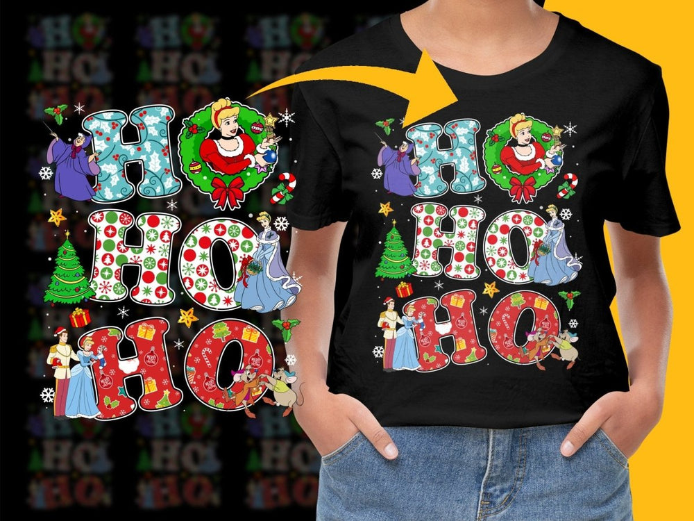 Festive Ho Ho Ho Christmas PNG File Featuring Cinderella - Teepew