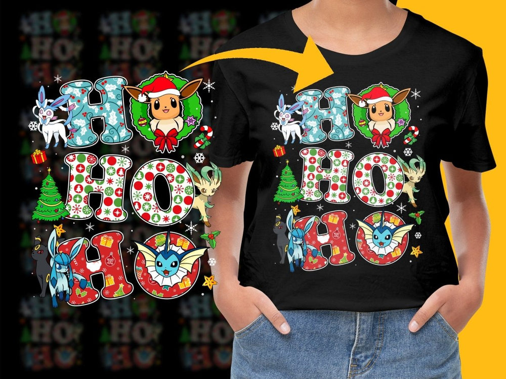 Festive Ho Ho Ho Eevee and Friends Christmas PNG File - Teepew