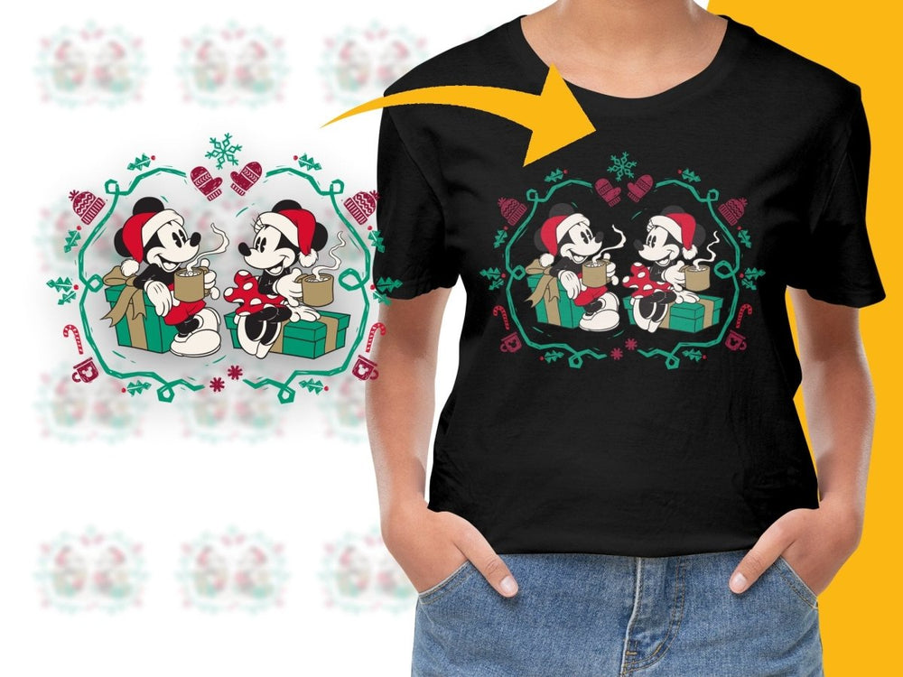 Festive Holiday Mickey and Minnie Mouse PNG File - Teepew
