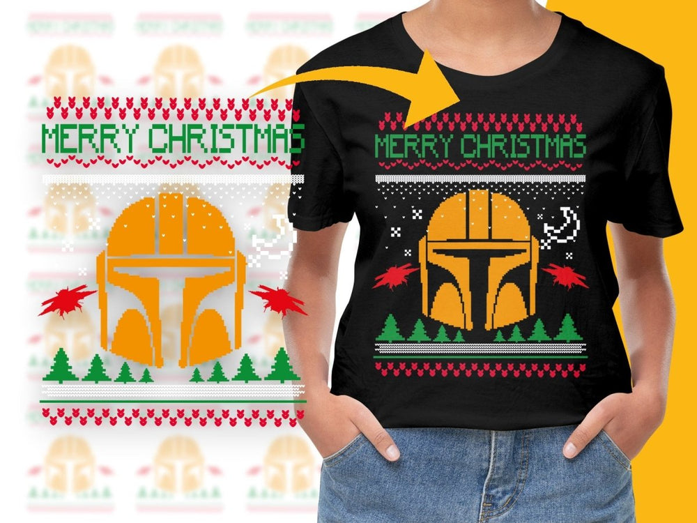 Festive Mandalorian Helmet Merry Christmas PNG File - Teepew