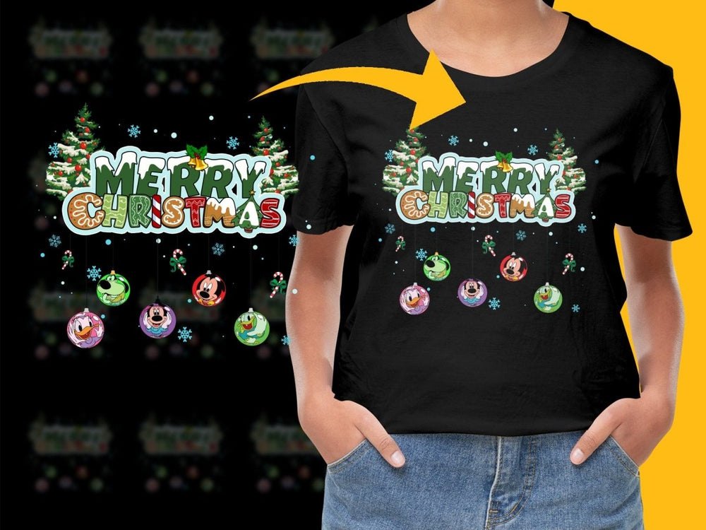 Festive Merry Christmas PNG File with Cartoon Characters - Teepew