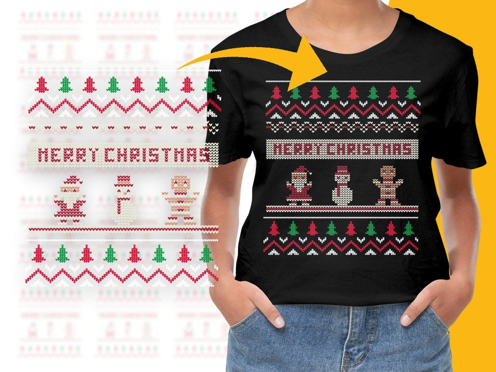 Festive Merry Christmas Snowman and Elf Design PNG File - Teepew