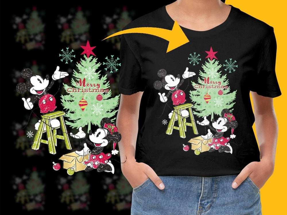 Festive Mickey and Minnie Merry Christmas PNG File - Teepew