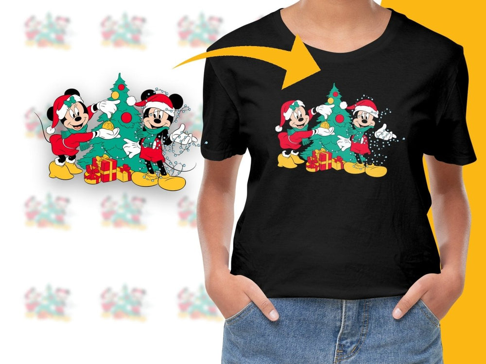 Festive Mickey Mouse and Minnie Mouse Christmas PNG File - Teepew