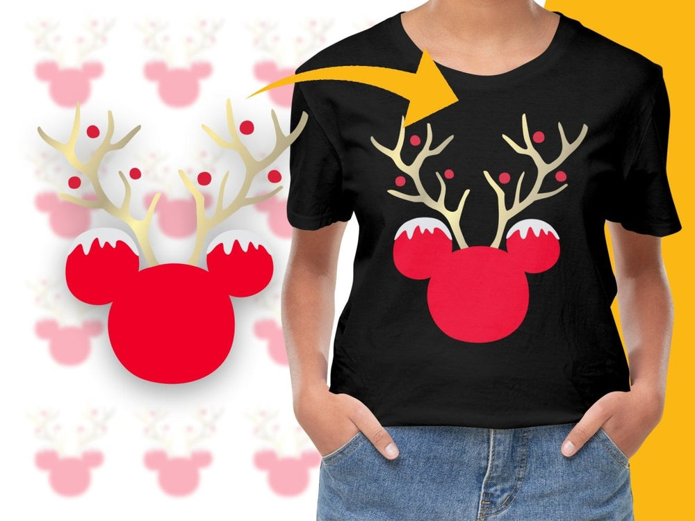 Festive Mickey Mouse Christmas Antlers PNG File - Teepew