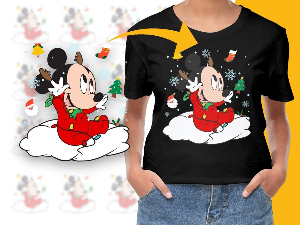 Festive Mickey Mouse in Christmas Outfit PNG File - Teepew