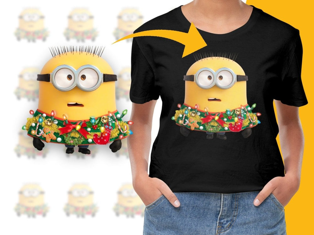 Festive Minion with Christmas Lights Funny Digital Art - Teepew