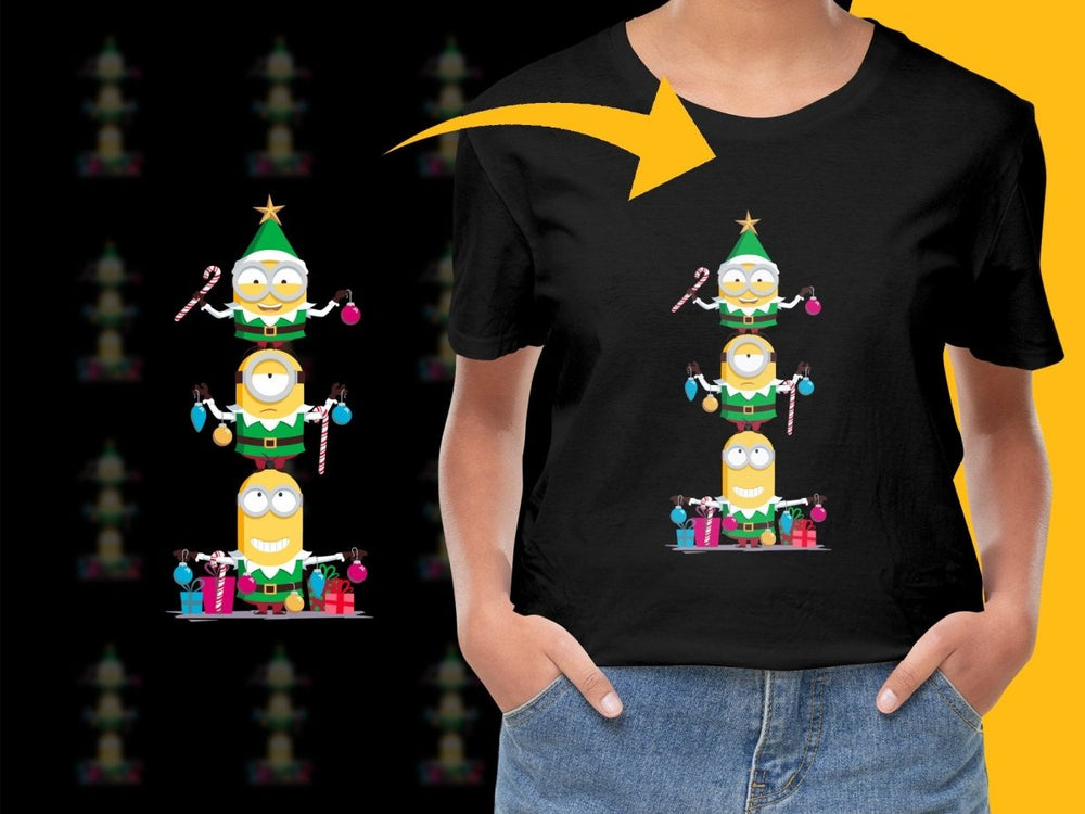 Festive Minions Stacked Up Christmas PNG File - Teepew