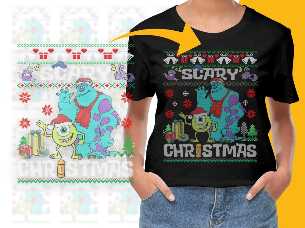 Festive Monsters Inc Characters Ugly Christmas PNG File - Teepew