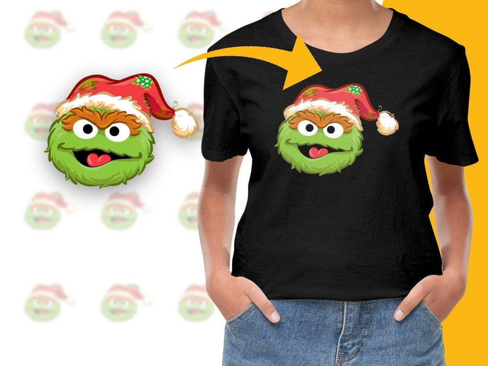 Festive Oscar the Grouch with Santa Hat PNG File - Teepew