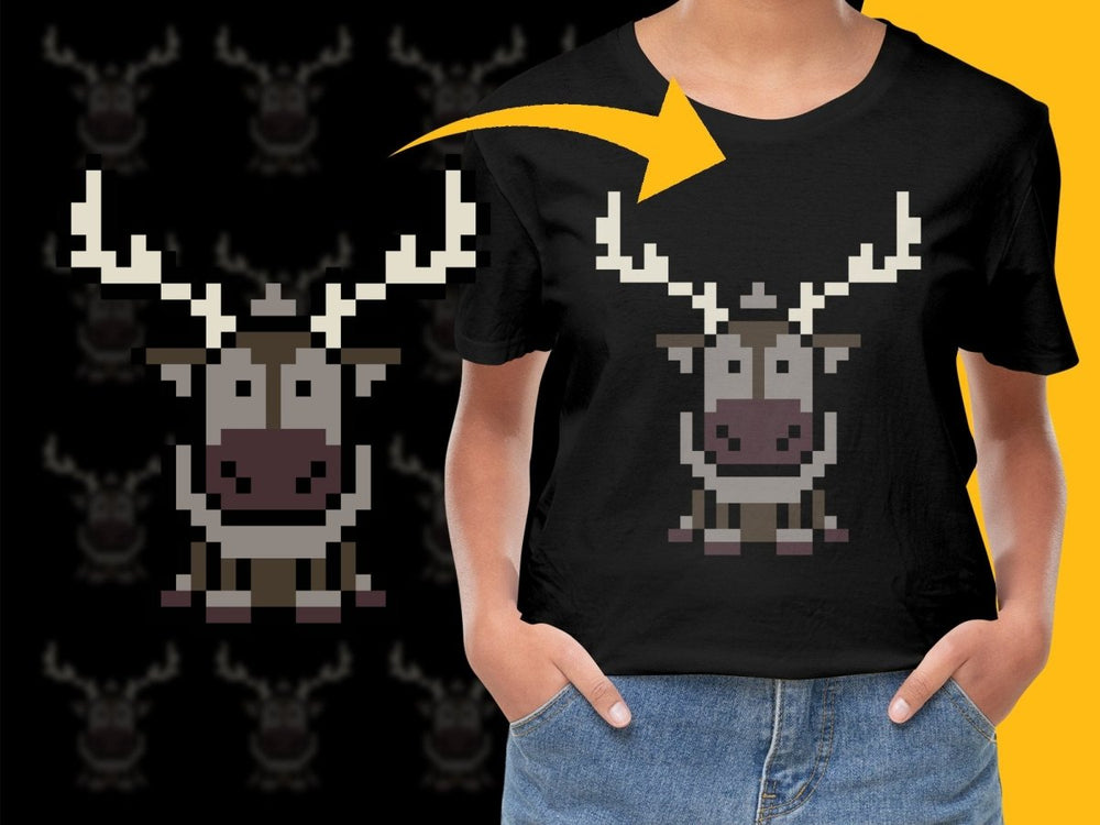Festive Pixel Art Reindeer Graphic Christmas PNG File - Teepew