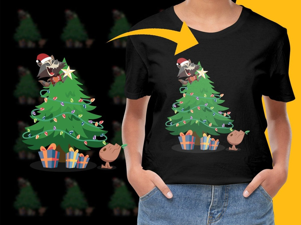 Festive Rocket and Groot Christmas Tree PNG File - Teepew
