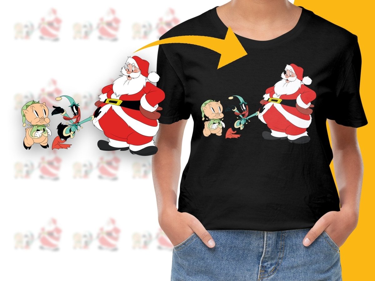 Festive Santa and Cartoon Characters Christmas PNG File - Teepew