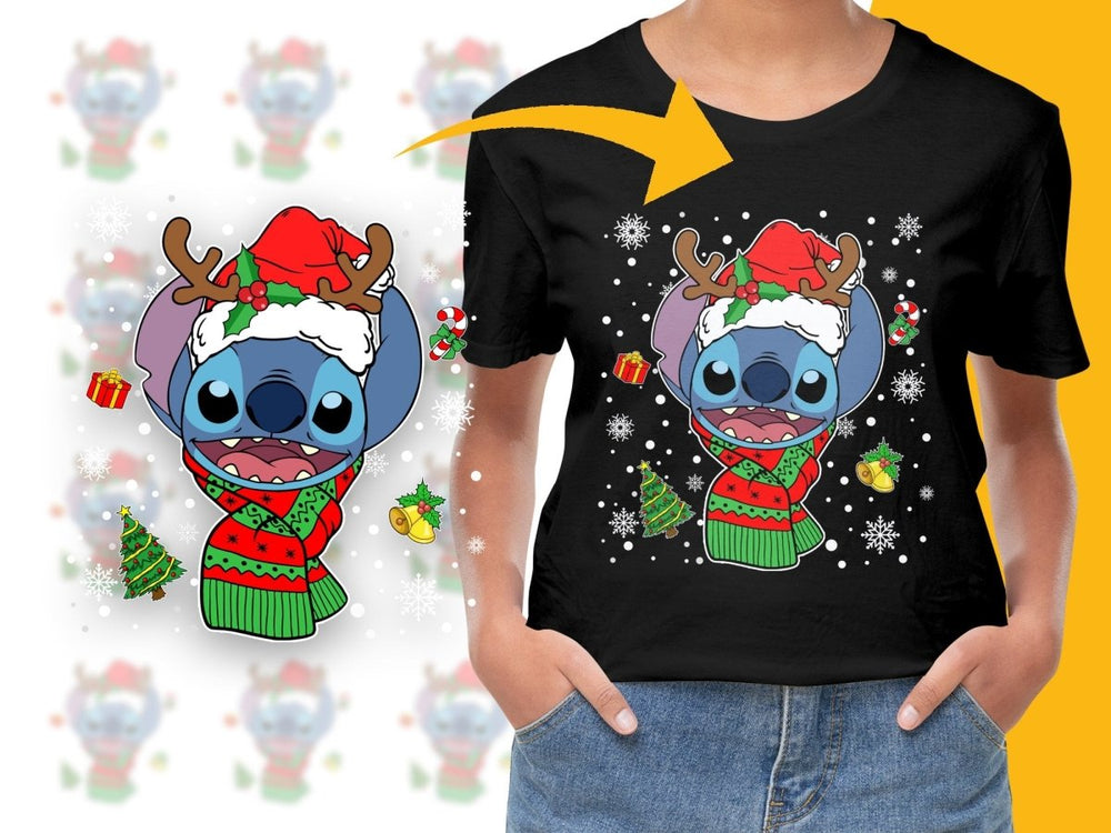 Festive Stitch Christmas Design Cute Short Sleeve PNG File - Teepew