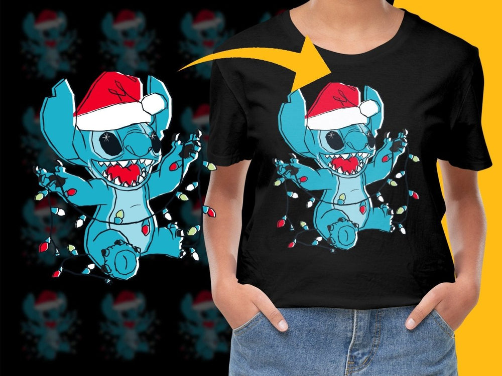 Festive Stitch with Christmas Lights PNG File - Teepew