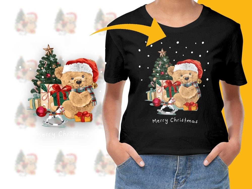 Festive Teddy Bear with Christmas Tree Design PNG File - Teepew