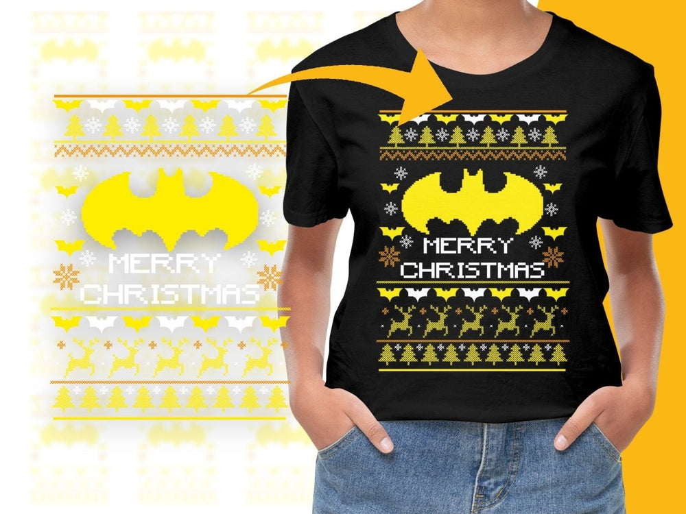 Festive Yellow Batman Graphic Christmas Holiday PNG File - Teepew