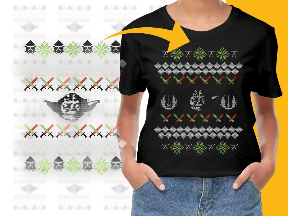 Festive Yoda and Lightsabers Christmas Pattern PNG File - Teepew