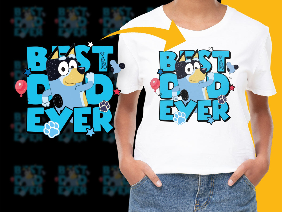 Best Dad Ever T-Shirt, Funny Dog Cartoon, Cute Father's Day Gift, Cool Dad Tee, Colorful Men's Shirt, Unique Dad Apparel