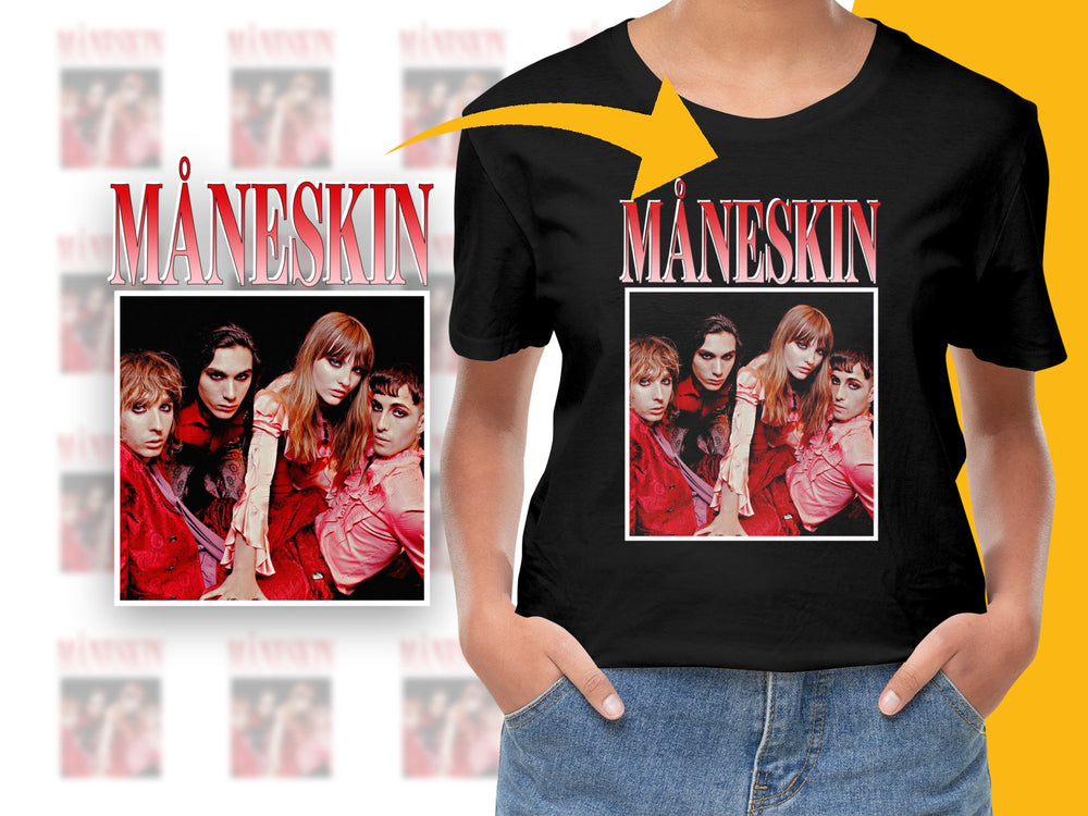Måneskin Band Graphic T-Shirt, Vintage Music Tee, Unisex Rock Band Shirt, Fashion Top, Gift for Music Lovers, Trendy Concert Apparel