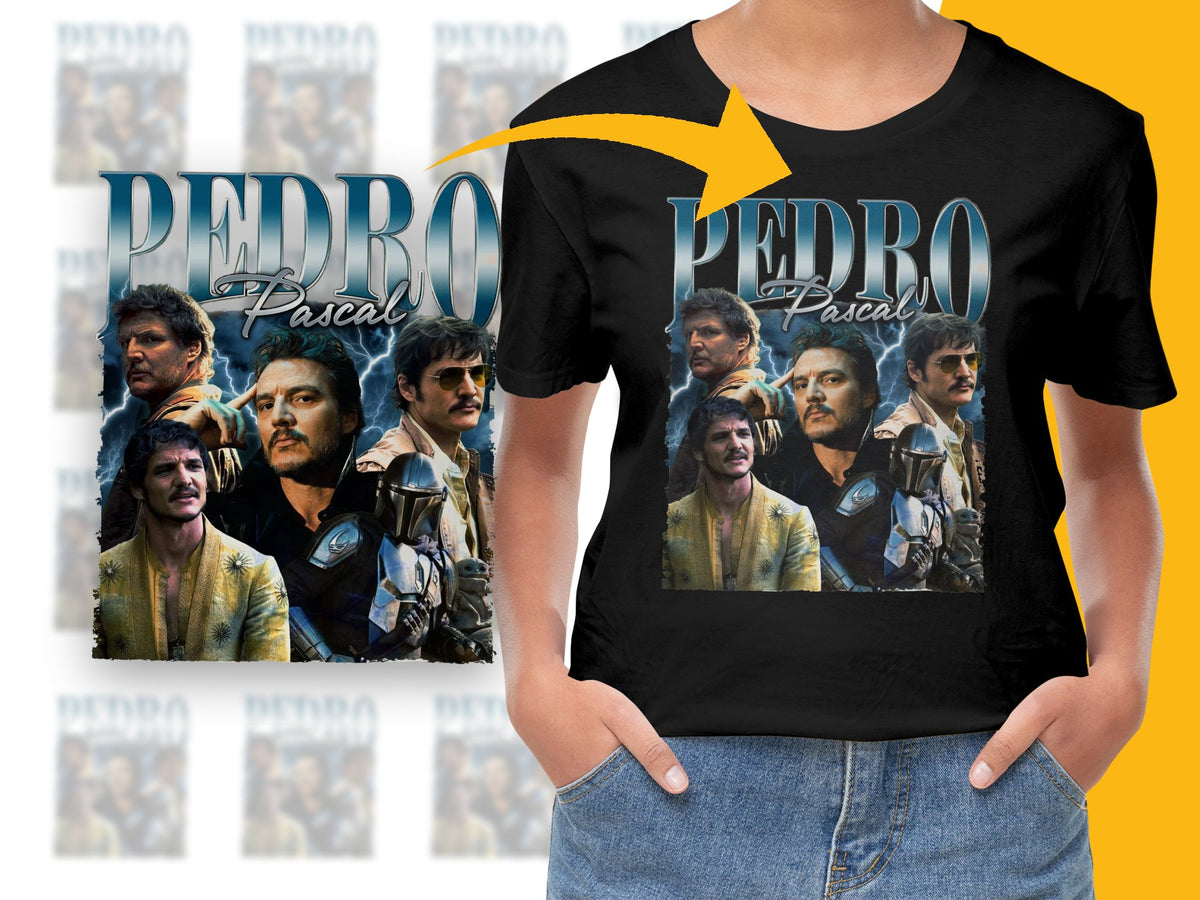 Pedro Pascal Fan T-Shirt, Multiple Poses Graphic Tee, Unisex Cotton Shirt, Gift for TV Series Lovers