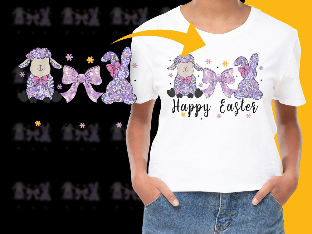 Happy Easter T-Shirt, Kids Easter Shirt, Floral Sheep, Spring Holiday Tee, Colorful Easter Gift