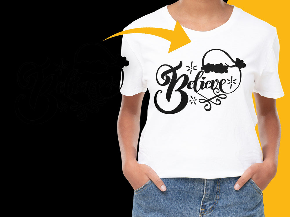 Believe Christmas T-Shirt, Festive Holiday Graphic Tee, Winter Season Casual Wear, Unisex White Shirt