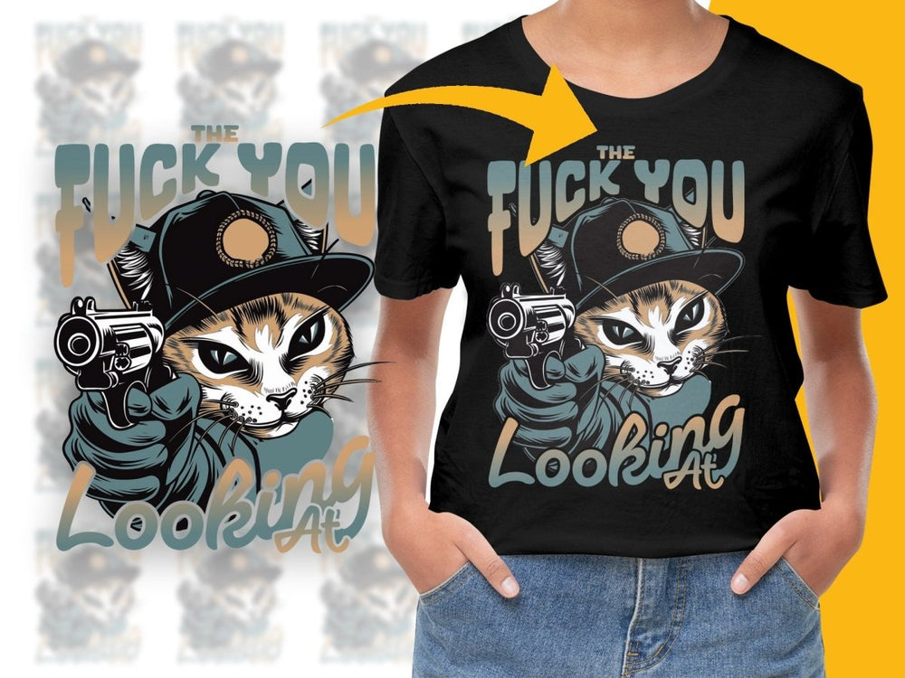 Fierce Cat with Gun Graphic PNG File Streetwear Style - Teepew