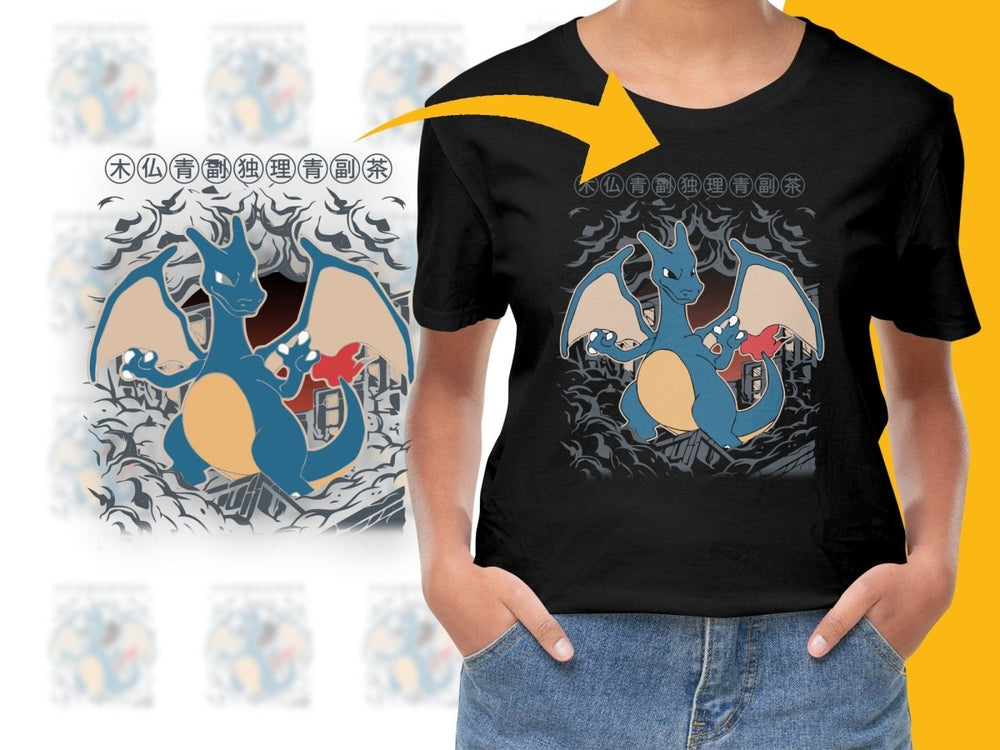 Fierce Charizard Anime Design Graphic PNG File - Teepew