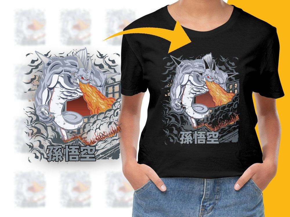 Fierce Gogeta Dragon Character Grey Graphic PNG File - Teepew
