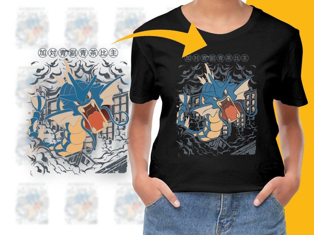 Fierce Gyarados Anime Graphic Design PNG File - Teepew