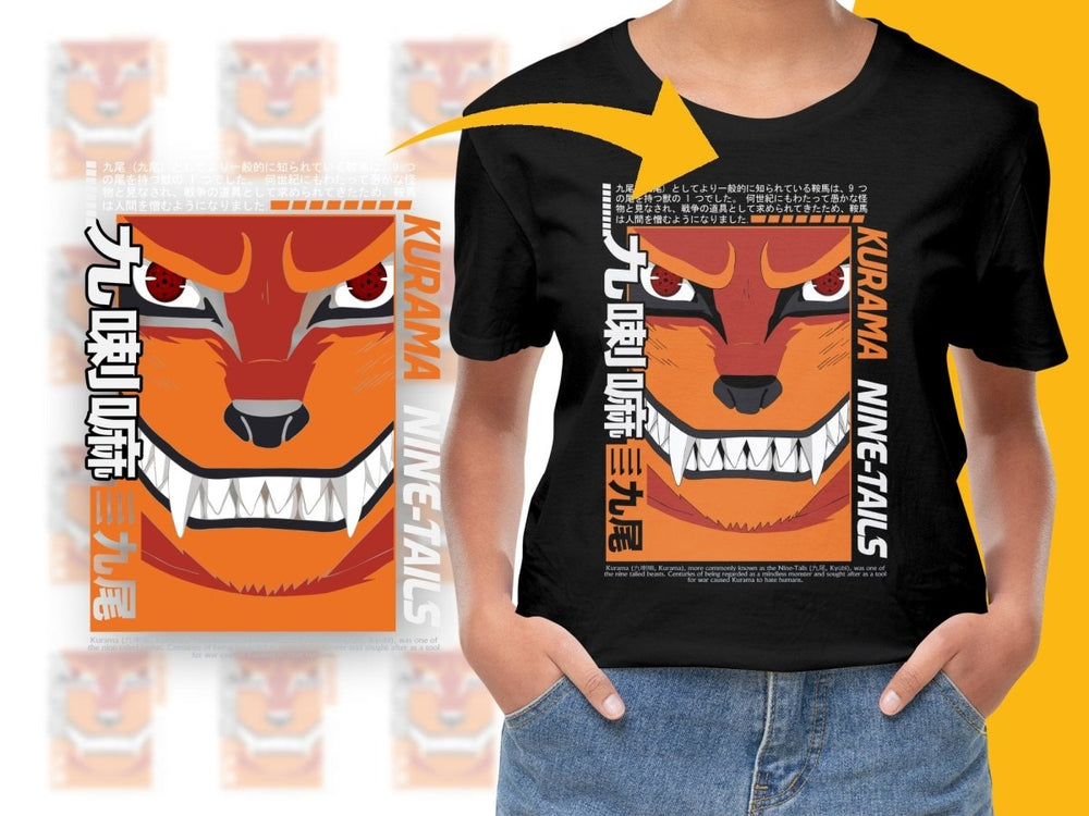 Fierce Kurama Design Anime Graphic PNG File - Teepew