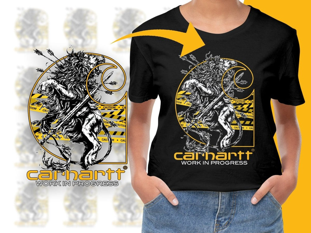 Fierce Lion Caution Graphic Streetwear Brand Work in Progress PNG File - Teepew
