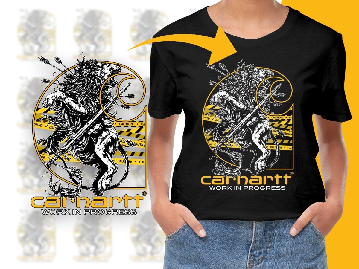 Fierce Lion Caution Graphic Streetwear Brand Work in Progress PNG File - Teepew