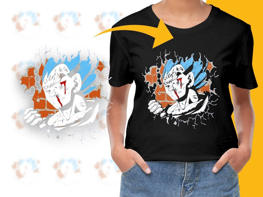 Fierce Vegeta Breaking Through Wall Design PNG File - Teepew