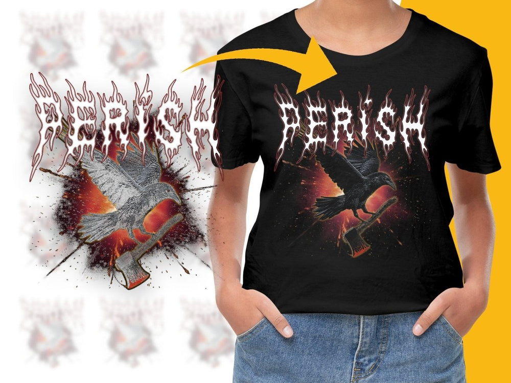 Fiery Raven with Axe Graphic Streetwear PNG File - Teepew