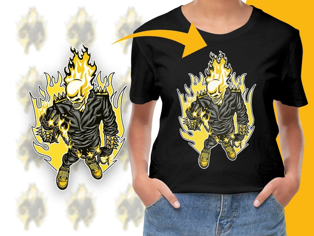 Fiery Skeleton in Leather Jacket Graphic PNG File - Teepew
